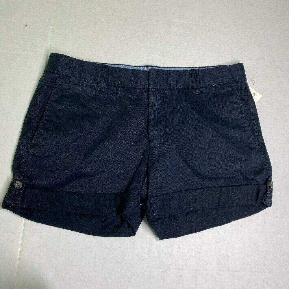 Banana Republic Shorts Women 6 Blue Stretch Chino Cuffed Buttons
